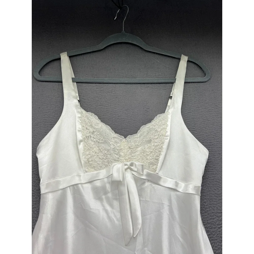 Jones New York Babydoll Nitie Women's S Ivory White Satin Lace Adjustable Strap - Picture 2 of 10